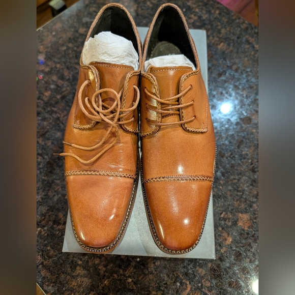 NWT Stacy Adams Men's Tan Leather Dress Shoes (Brayden Sz 8)